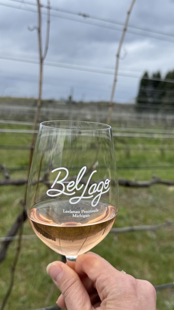 Wine in the vines in Leelanau County